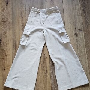 Ronny Kobo Collection Cream Wide-Leg Chyck Pants